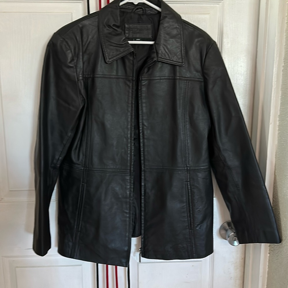 Jacklyn Smith Classic genuine leather jacket in black, size L